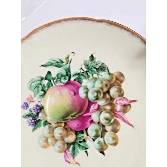 Royal Grafton England Fine Bone China Cup & Saucer Set Apples & Grapes 1930's - Picture 9 of 13